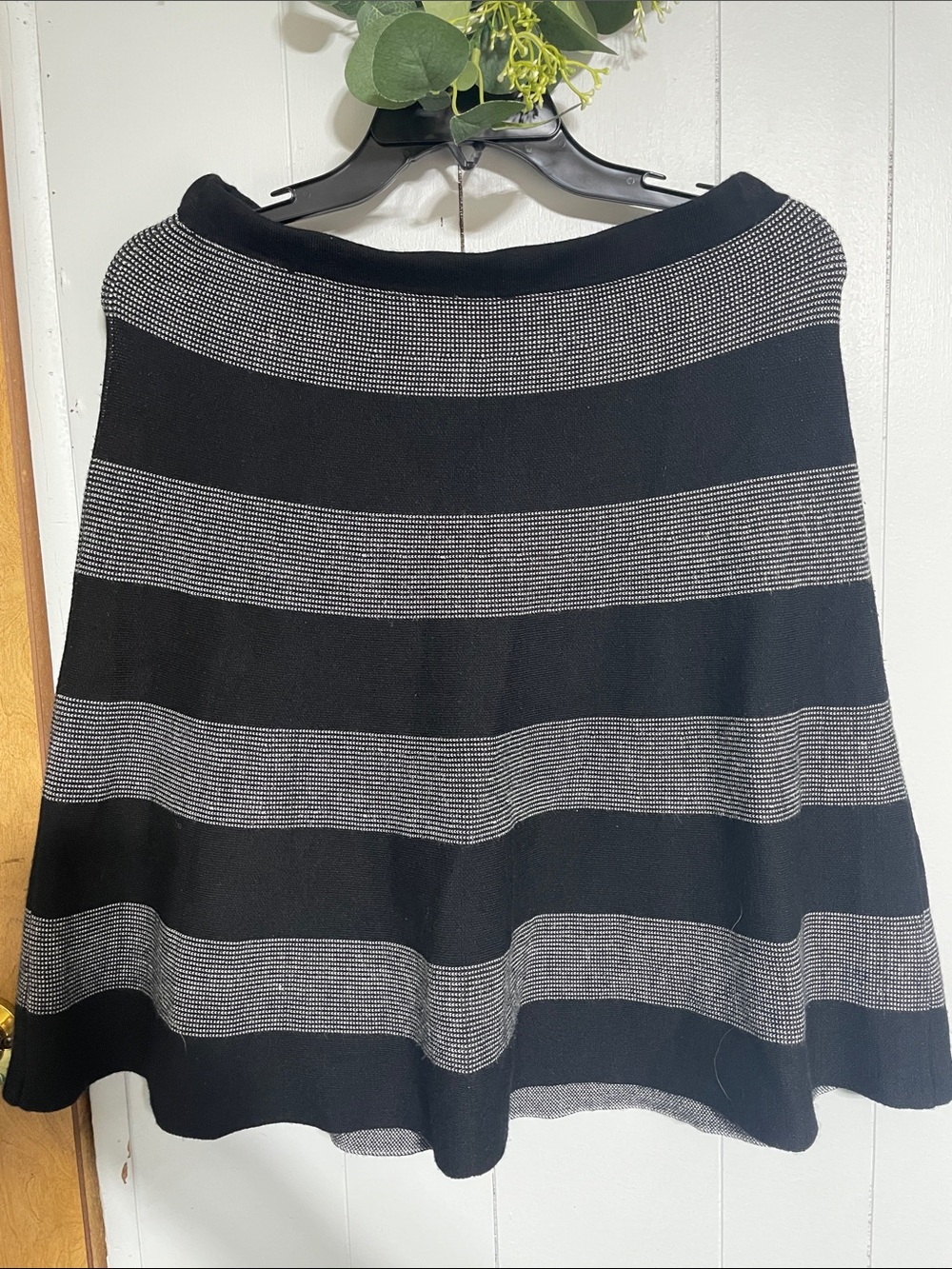 Spencer's Black and Gray Striped Skater Skirt